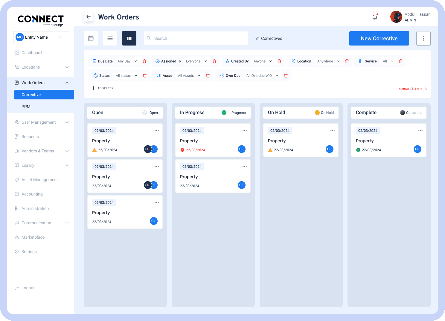 Kanban Board for Work Order Management